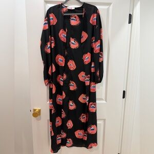Buddy Love Black Kimono with Red/Pink Lip Accents